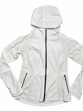 Lululemon Cross Chill Athletic Jacket Full Zip Hoodie White Beige Running Gym